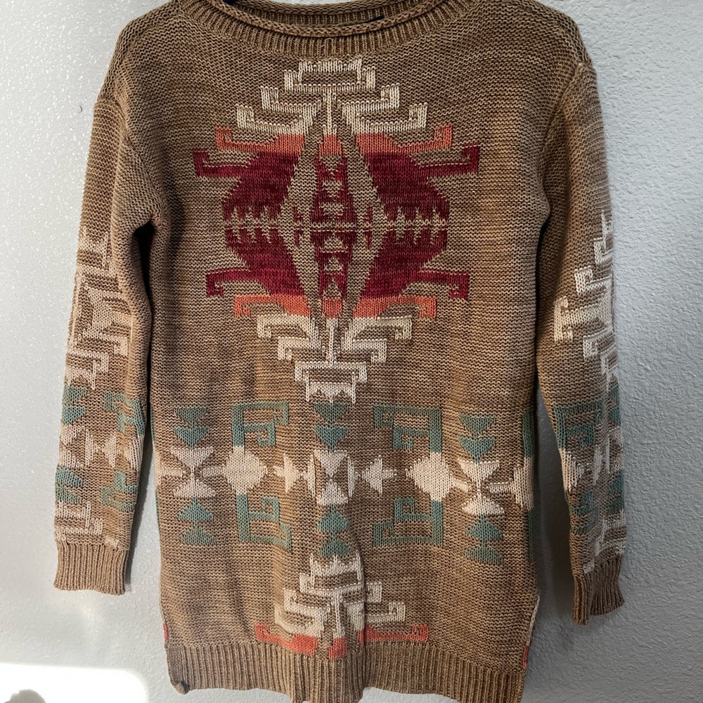 Ralph Lauren Tan and Red Patterned Sweater